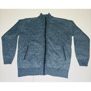 Yeokou Full Zip Knitted Sweater Cashmere Wool Cotton Lined Fleece Men’s Size 2XL